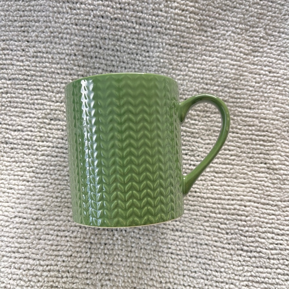 Design Pac Green Cable Knit Textured Mug Ceramic Coffee Cup